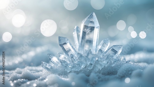 Macro view of natural ice sculptures: beautiful, shapeless crystal art