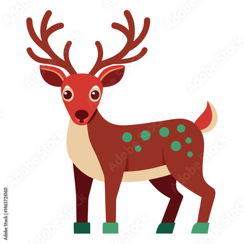 Rudolph the reindeer carrying a Christmas tree cartoon illustration