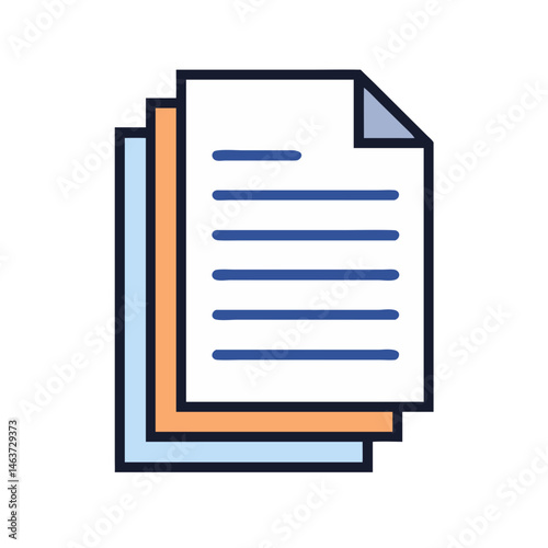 Stacked Paper Sheets Icon Representing Multi-Page Report and Document Compilation