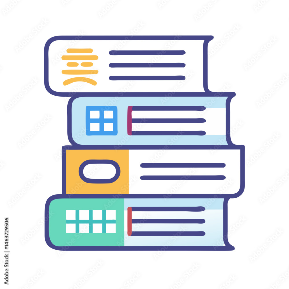 Stack of Language Books Icon Representing Multilingual Learning and Education Stack of Language Books Icon Representing Multilingual Learning and Education