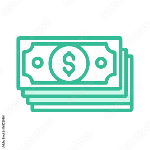 Stack of Dollar Bills Icon Representing Financial Earnings and Wealth Accumulation