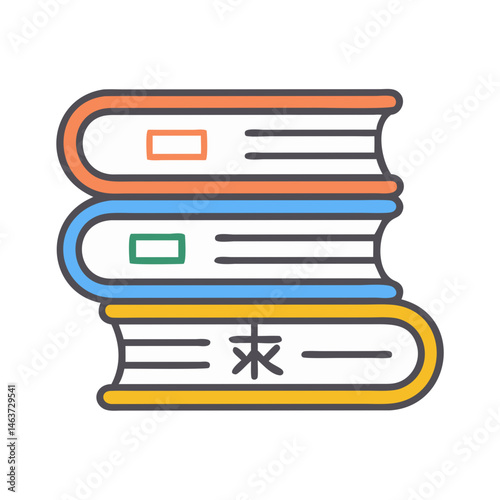 Stack of Language Books Icon Representing Multilingual Learning and Education