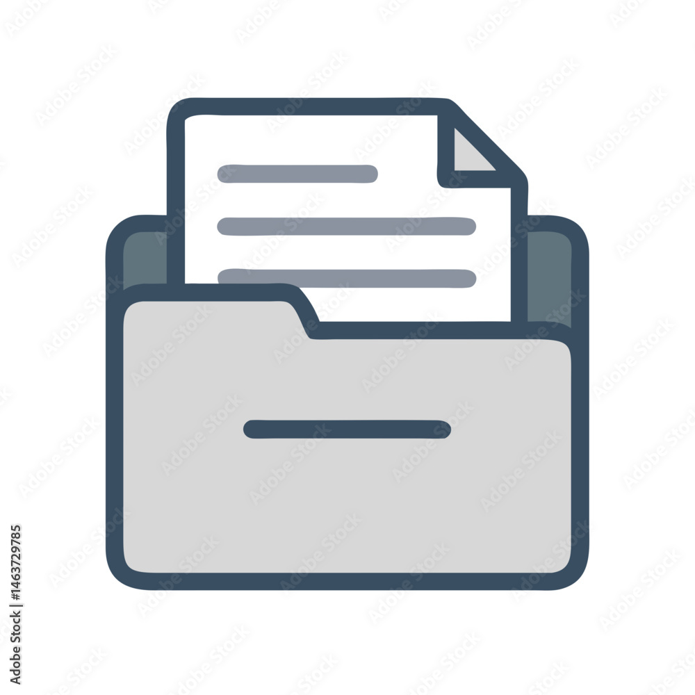 Stack of Papers in Folder Icon Representing Document Management and File Organization Stack of Papers in Folder Icon Representing Document Management and File Organization