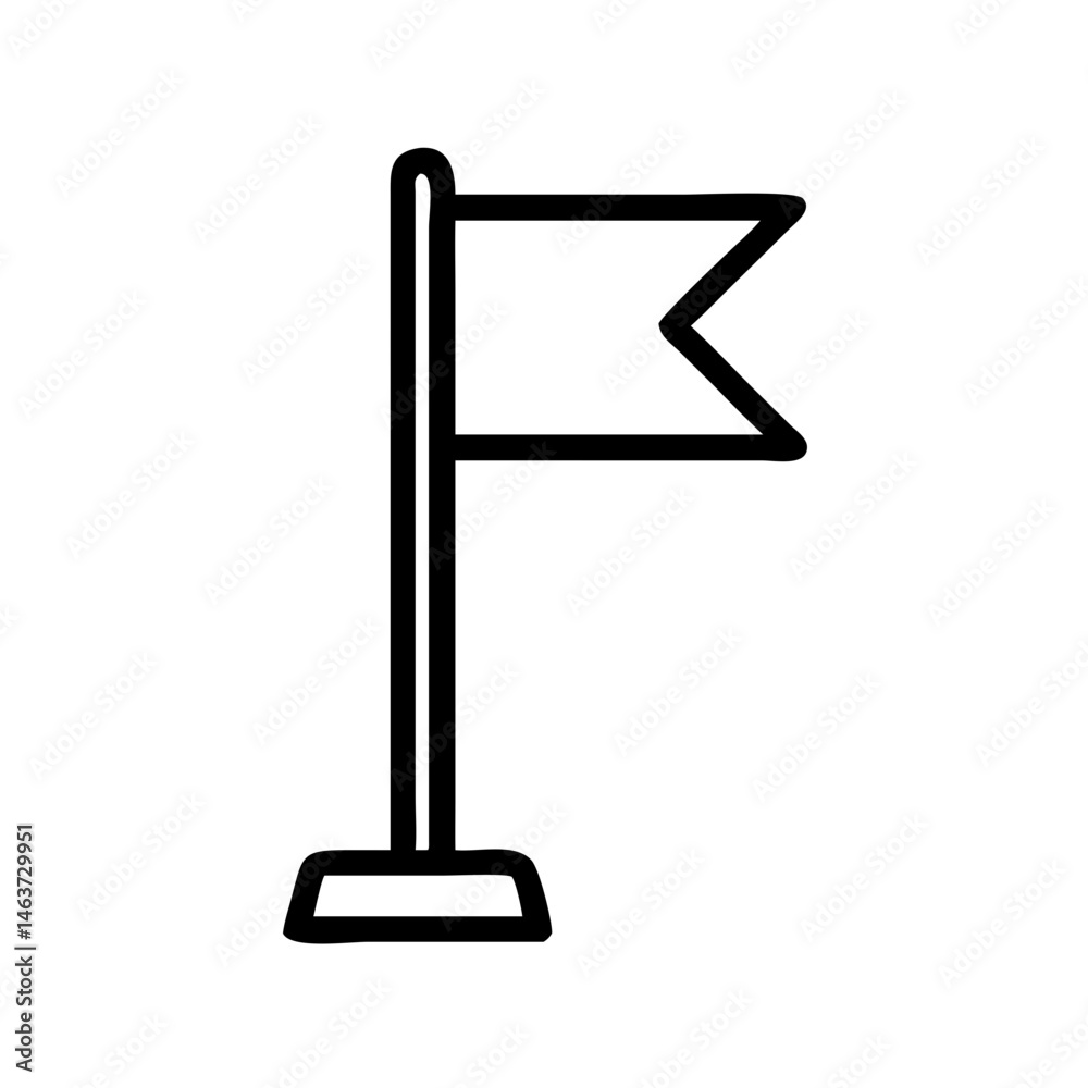 Standing Flag Icon Representing Set Goal and Achievement Target Standing Flag Icon Representing Set Goal and Achievement Target