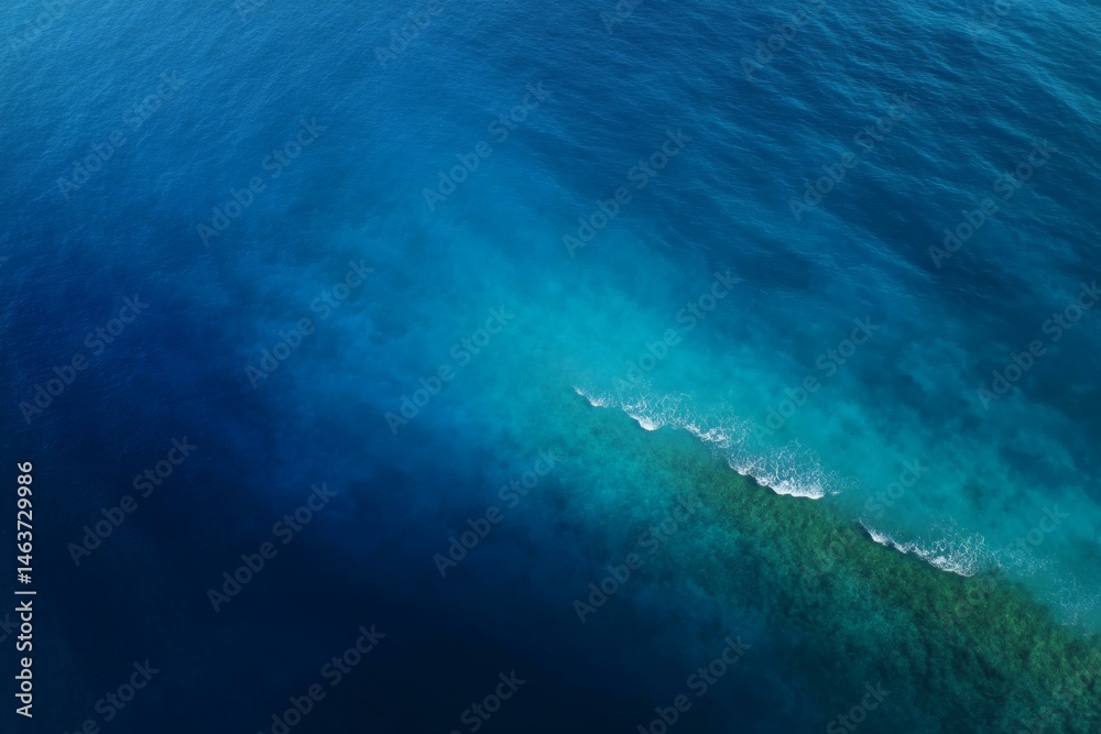 Obraz premium Aerial View of Turquoise Coral Reefs and Deep Blue Ocean Water