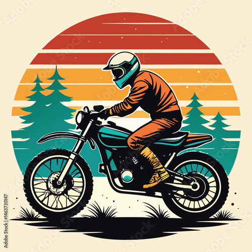 Extreme sports biker silhouette on a racing motorcycle
