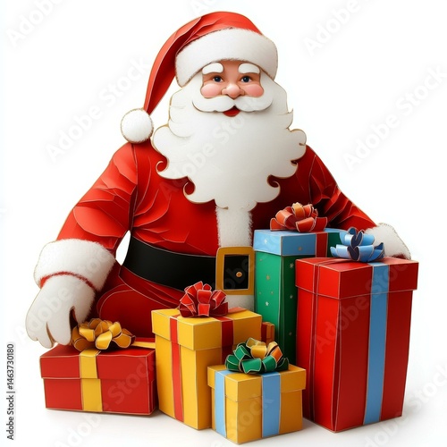 Santa Claus with Christmas Gifts Illustration