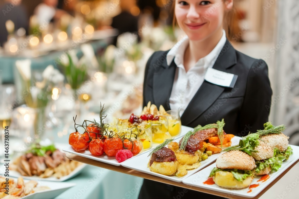 Fototapeta premium Catering Staff Serving Food at a Formal Event