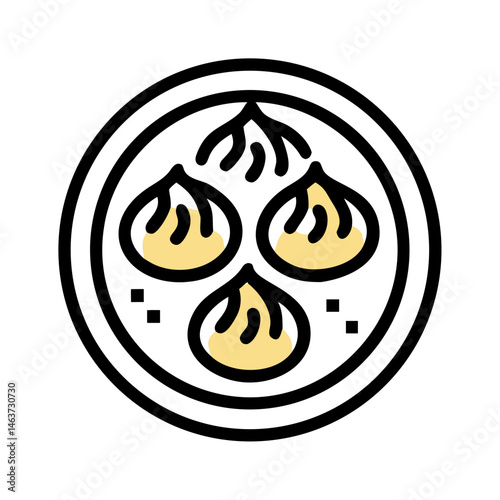 Steamed Dumplings Icon Representing Korean Cuisine and Traditional Food