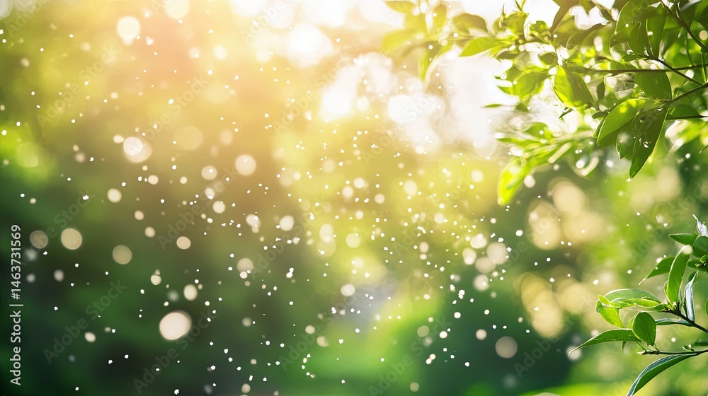 Obraz premium Pollen particles in air, soft focus allergy symbols, seasonal health impact concept.