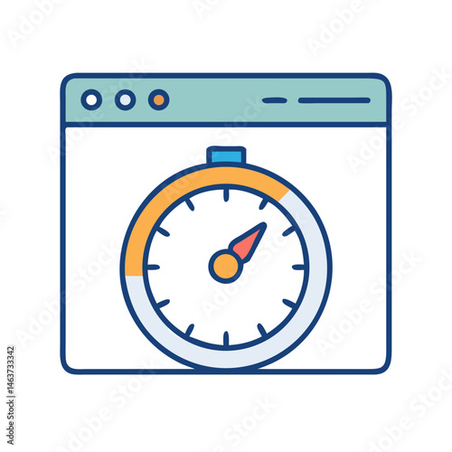 Stopwatch with Gauge Icon Representing Website Load Time and Performance Speed