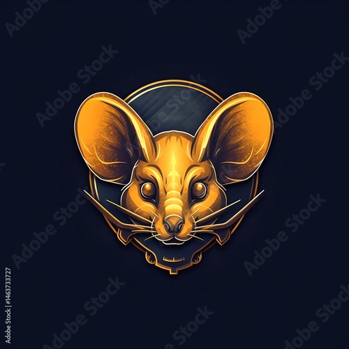 Golden Mouse Logo Design. photo