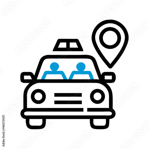 Taxi Cab Icon Representing Ride-Hailing Service and Urban Transportation