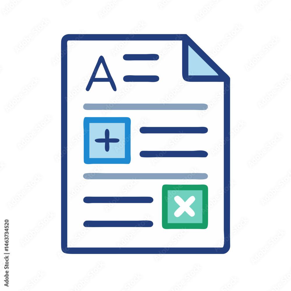 Test Sheet Icon Representing Language Proficiency and Assessment Test Sheet Icon Representing Language Proficiency and Assessment