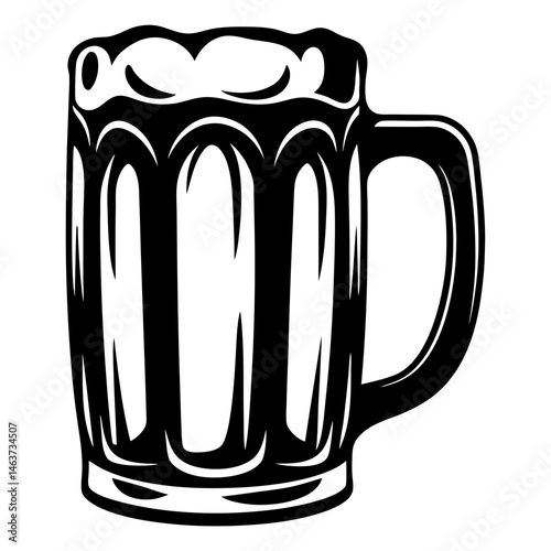 Bold and Stylized Vector Illustration of a Beer Mug with Foam