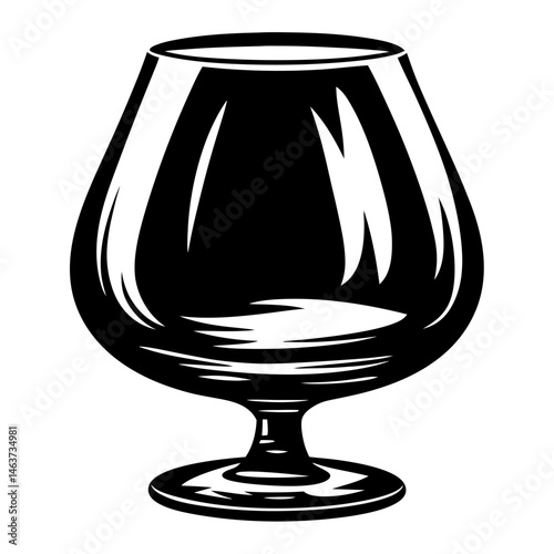 Stylized vector illustration of a snifter glass on a white background