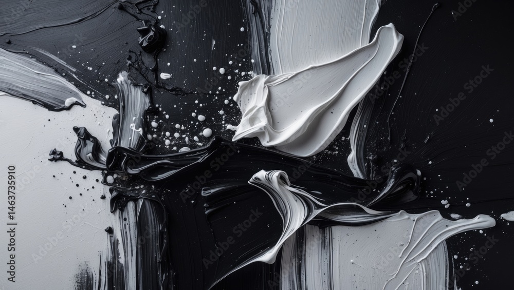 Obraz premium Abstract Black and White Surface Featuring Paint Strokes and Grunge Texture