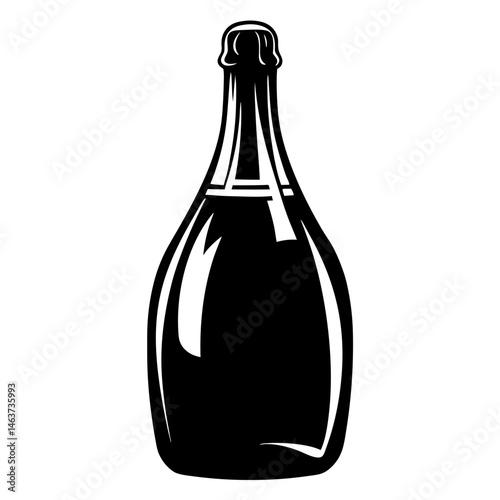 Elegant Silhouette of a Sparkling Wine Bottle with a Foil Topper Design