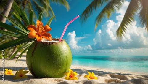 Seaside coconut - near the idyllic paradise island