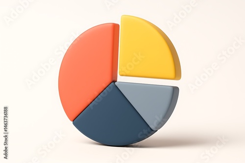 Free Download 3d pie chart with colorful orange yellow blue gray segments separated modern infographic design for business analysis - GFXLoad