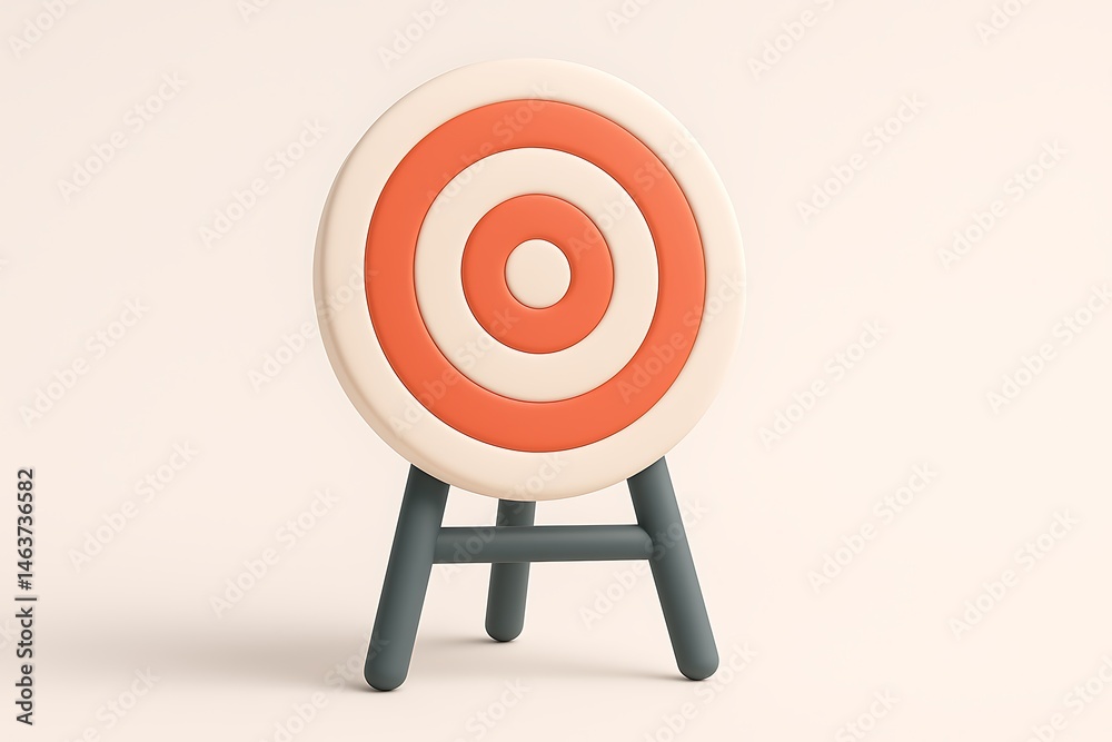 red and white 3d target board with tripod stand isolated on beige background ideal for goal setting focus or marketing red and white 3d target board with tripod stand isolated on beige background ideal for goal setting focus or marketing