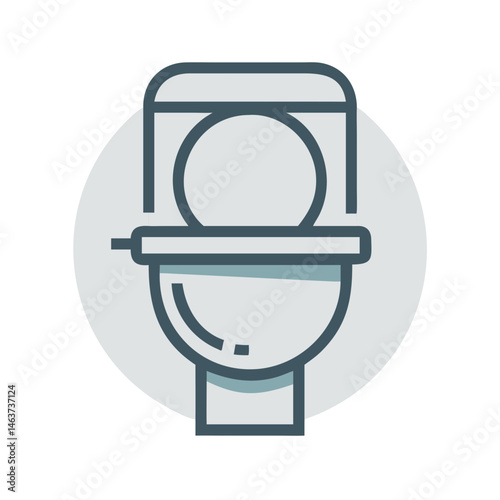 Toilet Bowl Icon Representing Sanitary Fixture and Bathroom Plumbing