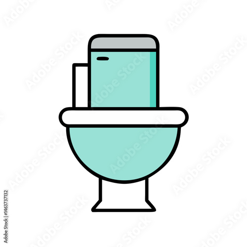 Toilet Bowl Icon Representing Sanitary Fixture and Bathroom Plumbing