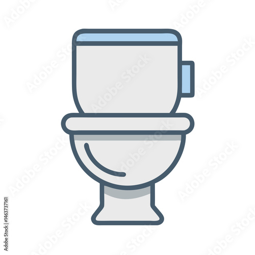 Toilet Bowl Icon Representing Sanitary Fixture and Bathroom Plumbing