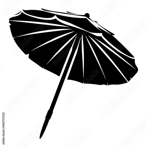 Minimalist illustration of a cocktail umbrella, black on white, creative contrast