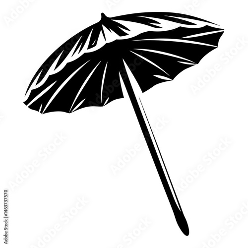 Elegant Black and White Illustration of a Parasol Umbrella for Protection and Style