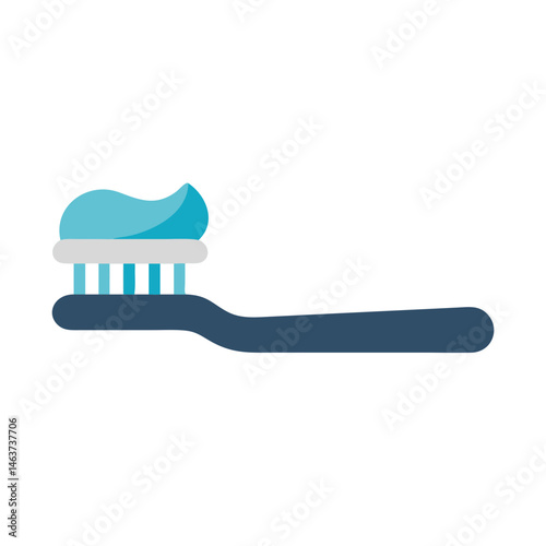 Toothbrush with Paste Icon Representing Oral Hygiene and Dental Care