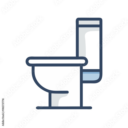 Toilet with Flush Tank Icon Representing Bathroom Fixture and Sanitary Ware