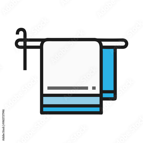 Towel on Rack Icon Representing Bathroom Linen and Home Essentials