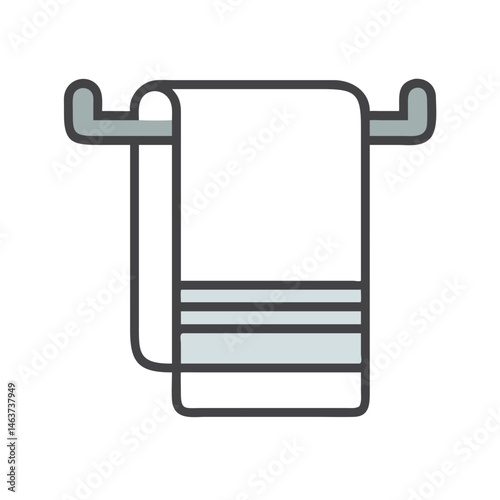 Towel on Rack Icon Representing Bathroom Linen and Home Essentials