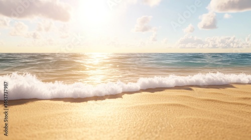 Golden Hour Beachscape: Serene Sunset at the Ocean's Edge