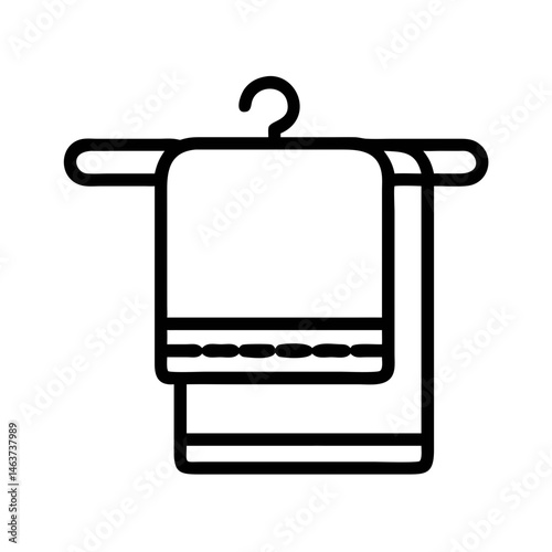 Towel on Rack Icon Representing Bathroom Linen and Home Essentials