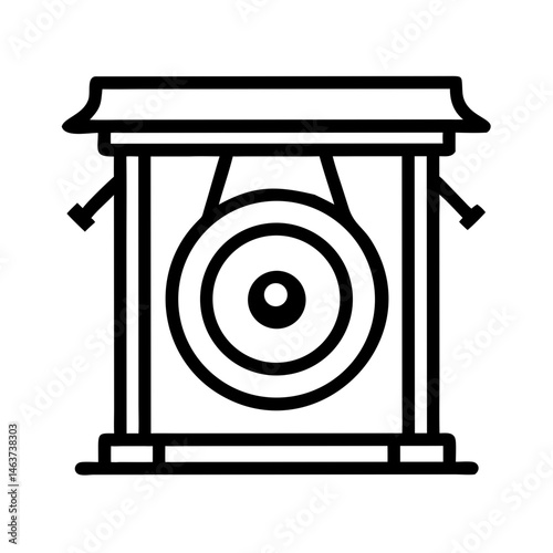 Traditional Korean Gong Icon Representing Ceremonial Instrument and Culture