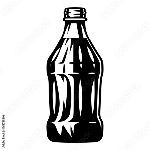 Retro style soda bottle with bold black and white graphic design