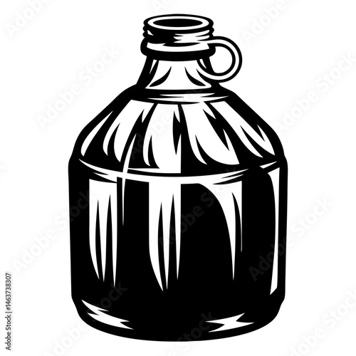 Monochrome Black and White Illustration of a Large Jug or Container