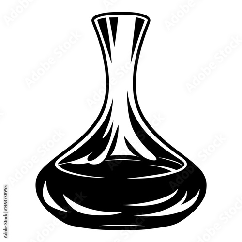 Elegant black and white wine decanter with a unique curved design
