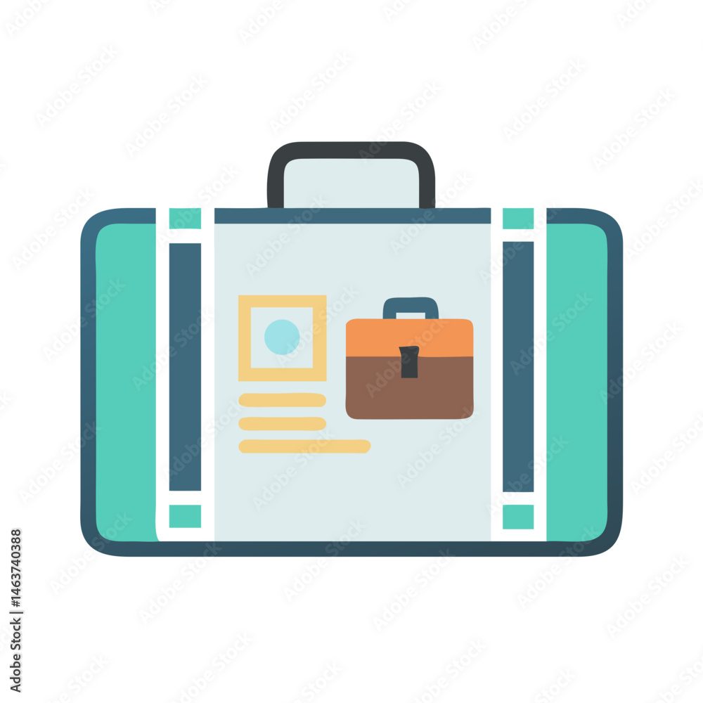 Travel Briefcase Icon Representing Migrant's Belongings and Relocation Essentials Travel Briefcase Icon Representing Migrant's Belongings and Relocation Essentials