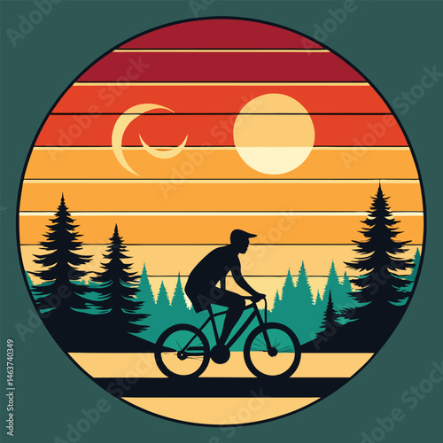 A person on a bike is riding a bicycle in a cycling sport illustration