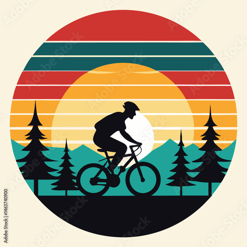A person on a bike is riding a bicycle in a cycling sport illustration