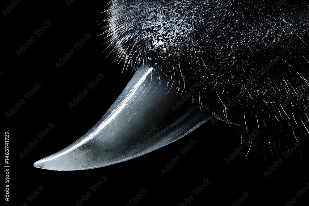 Obraz premium Close-up view of a sharp canine tooth.