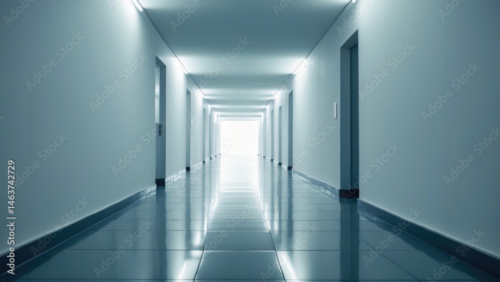 Fototapeta premium Spacious walkway with a white wall