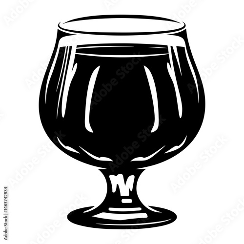 Stylized illustration of a stout beer glass with abstract art design