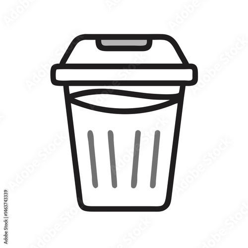 Waste Bin with Lid Icon Representing Bathroom Trash Can and Sanitary Disposal