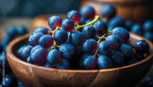 Wallpaper Mural Fresh, ripe blue grapes featuring water drops, perfect for organic nutrition in summer Torontodigital.ca