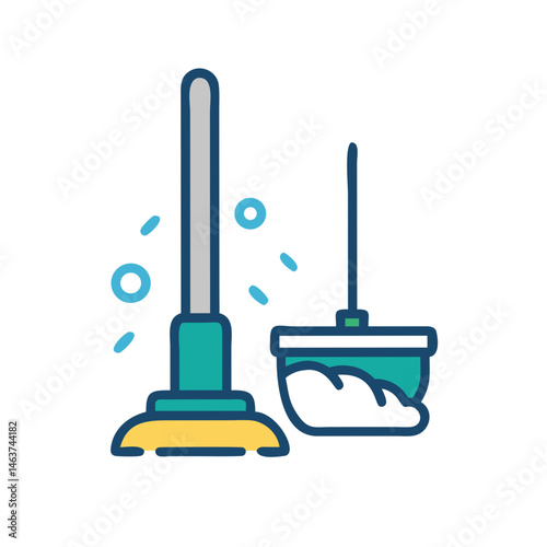Wet Mop Icon Representing Floor Cleaning Tool and Sanitation Equipment