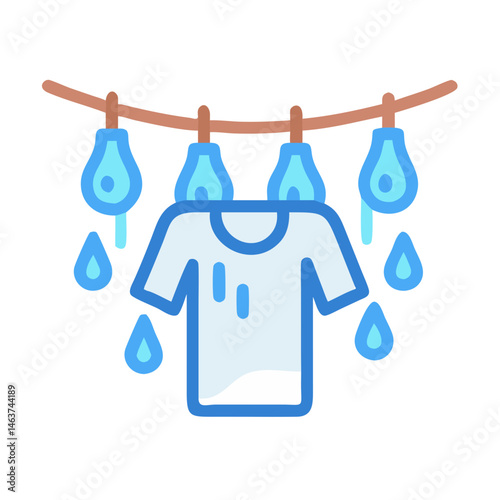 Wet Laundry Hanging Icon Representing Drying Clothes and Household Chores